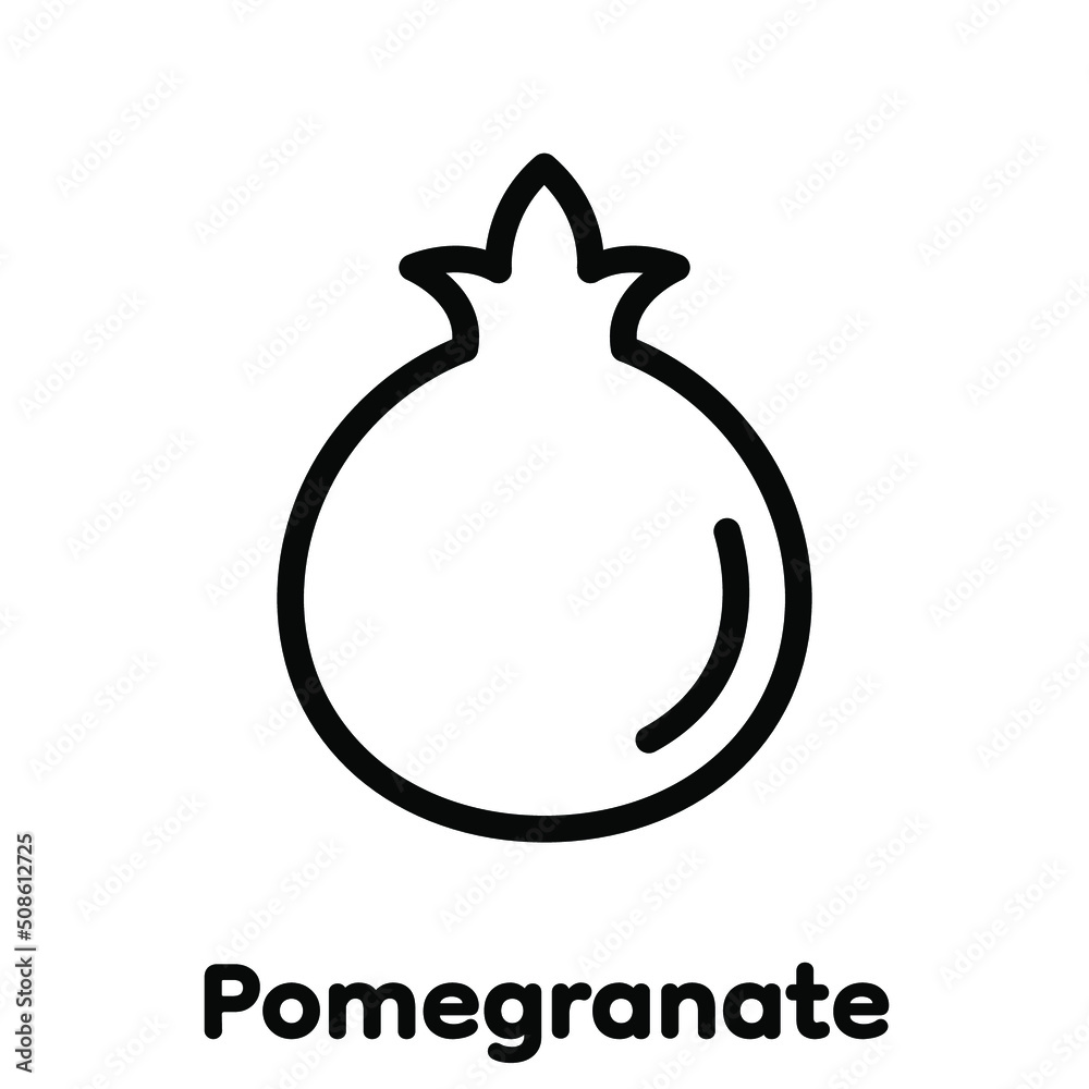 Pomegranate linear icon, Vector, Illustration. Pomegranate linear icon, Vector, Illustration.
