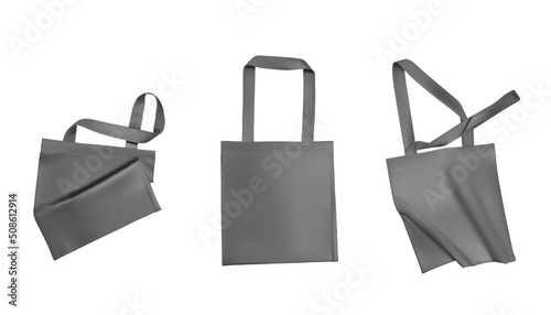 Realistic eco bags set isolated vector illustration.