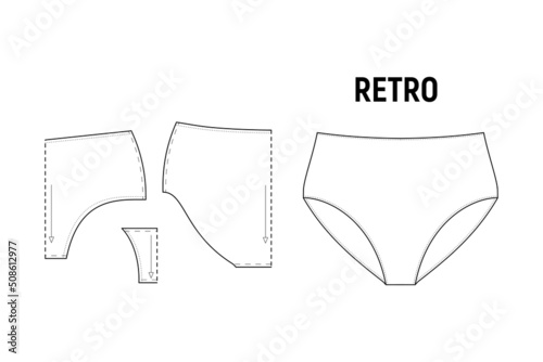 Retro panties for lady. Vector illustration image.