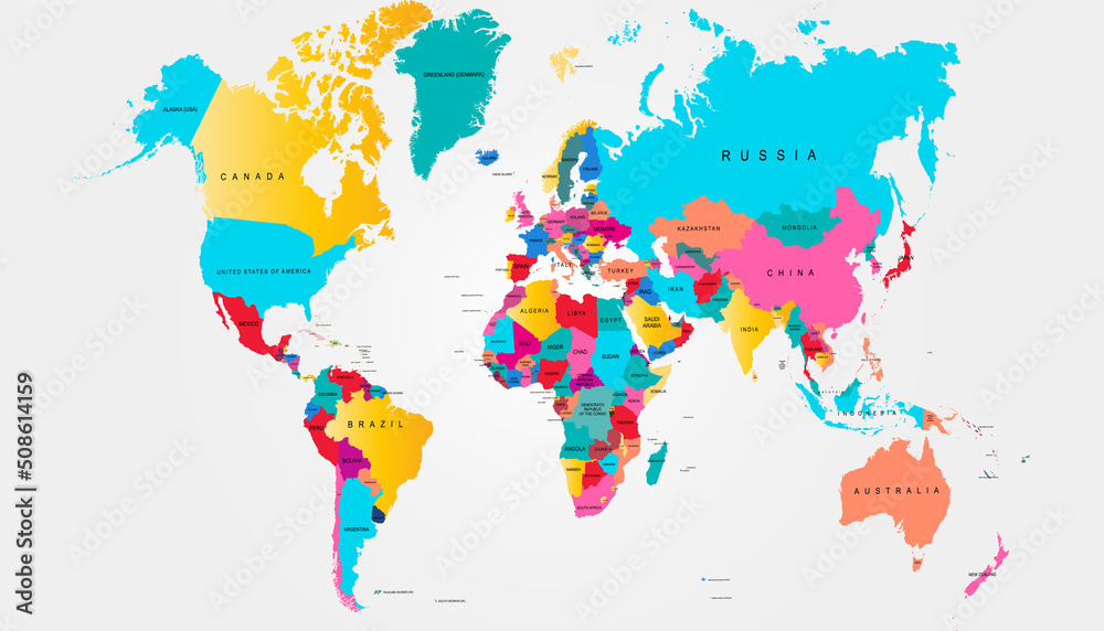 Fototapeta premium World map. Color vector modern. Silhouette map. 