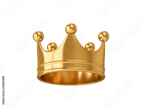 3D Rendering Gold Crown Isolated on white Background