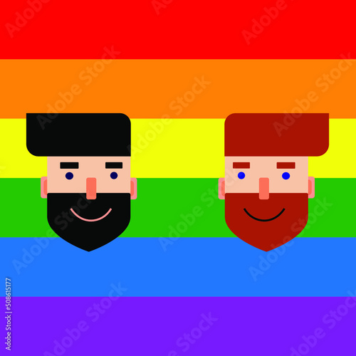Ilustración vectorial mostrando la bandera LGTBI con una pareja 