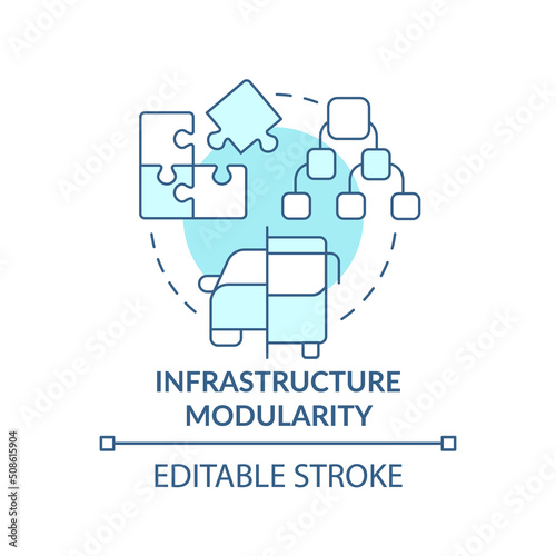 Infrastructure modularity turquoise concept icon. Components allocation. Maas abstract idea thin line illustration. Isolated outline drawing. Editable stroke. Arial, Myriad Pro-Bold fonts used