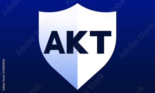 AKT shield logo design on blue background vector template | monogram logo | abstract logo | wordmark logo | letter mark logo | business logo | brand logo | flat logo, minimalist logo.	