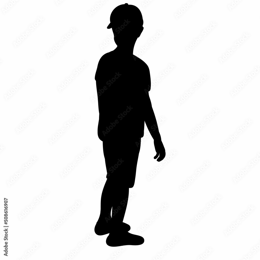 child silhouette on white background, isolated, vector