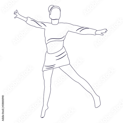 woman jumping sketch  outline  isolated  vector