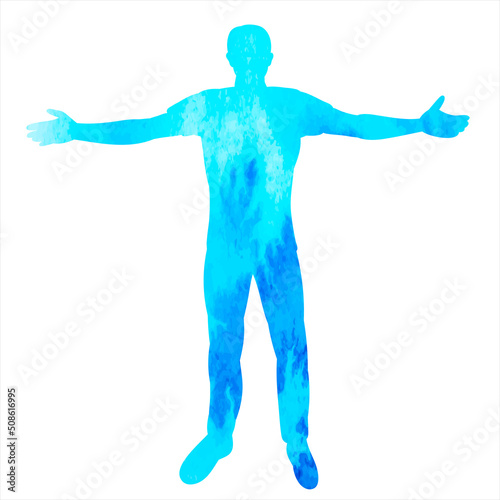 man watercolor silhouette on white background, isolated, vector