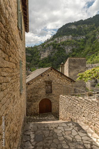 Historical buildings in the commune of Sainte-Enimie  Gorges du Tarn Causses  Occitania  France