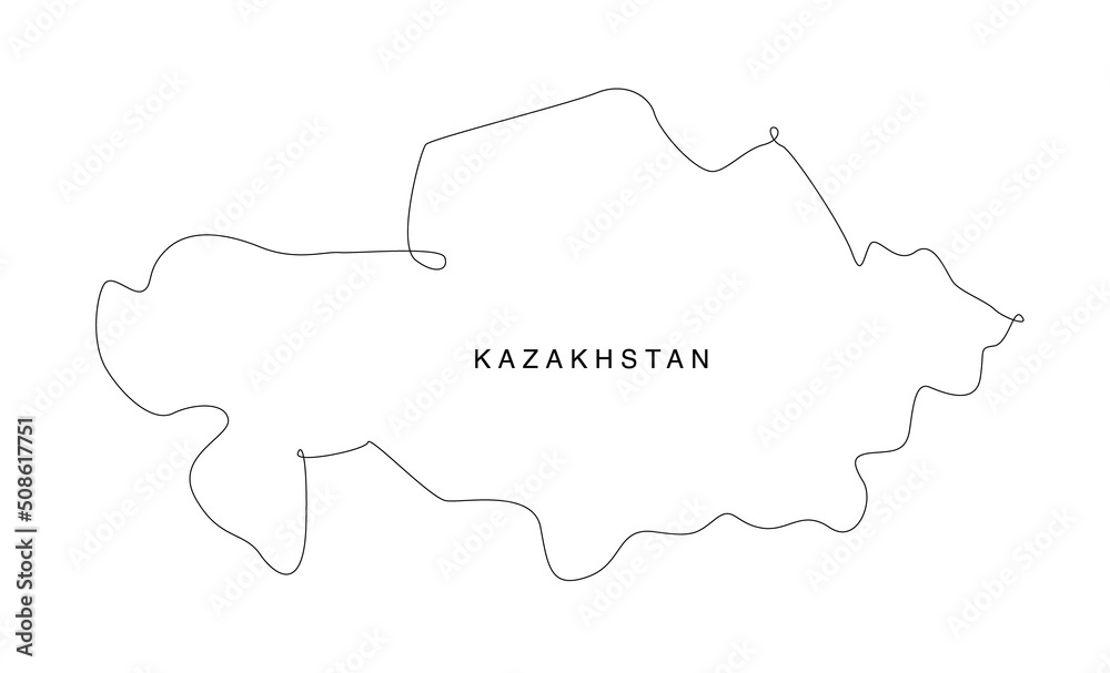 Line art Kazakhstan map. continuous line europe map. vector illustration. single outline. Line art Kazakhstan map. continuous line europe map. vector illustration. single outline.