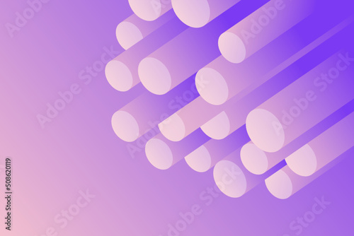 Abstract diagonal volume cylinder shapes background. Geometric composition in the motion