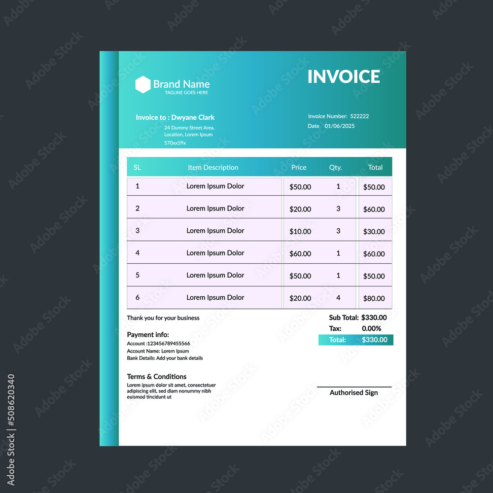 Corporate invoice design