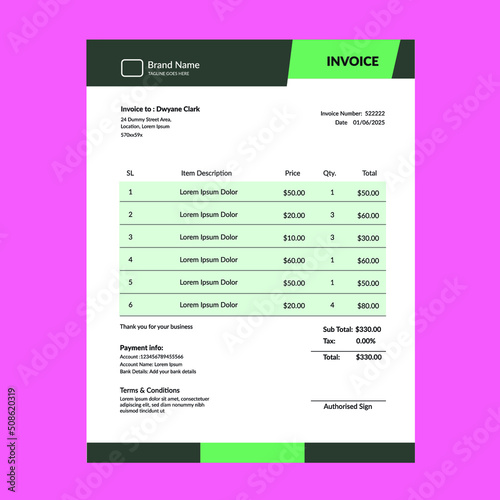 Corporate invoice design