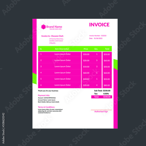 Corporate invoice design