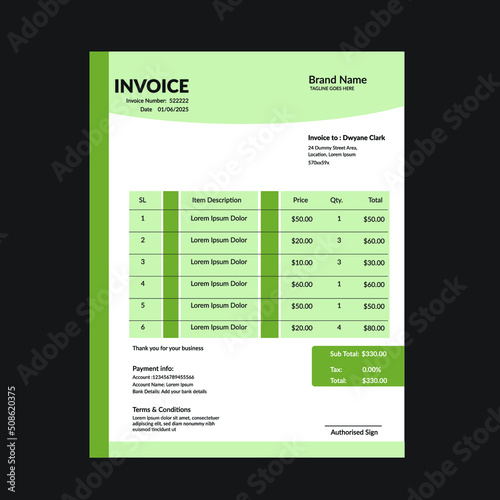 Corporate invoice design