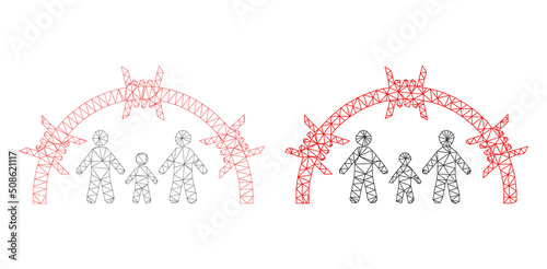 Polygonal mesh family jail dome icons. Flat carcass variants are created from family jail dome pictogram and mesh lines. Abstract lines, triangles and points are organized into family jail dome frame.