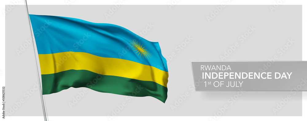 Obraz premium Rwanda happy independence day greeting card, banner vector illustration