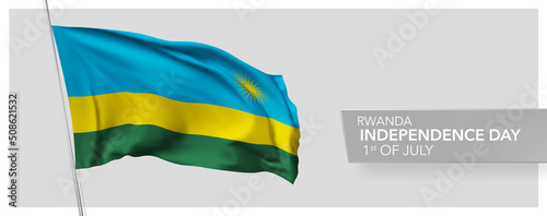 Rwanda happy independence day greeting card  banner vector illustration