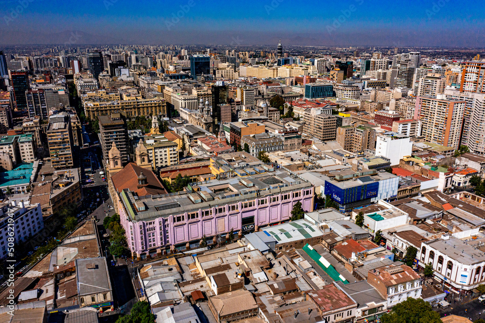 Obraz premium Aerial Cityscape of Santiago de Chile