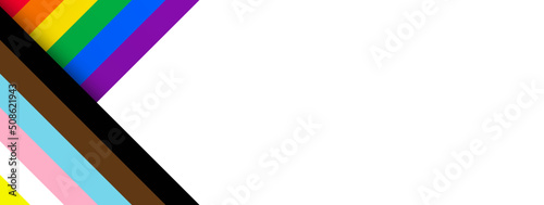 Happy LGBT pride month striped flag background template. Website landing page banner design. 