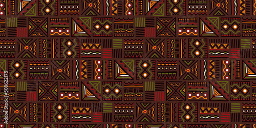 Hand drawn abstract seamless pattern, ethnic background, african style - great for textiles, banners, wallpapers, wrapping - vector design