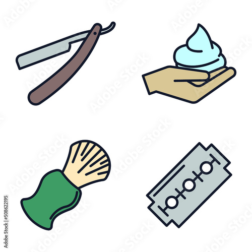 Barber shop set icon symbol template for graphic and web design collection logo vector illustration
