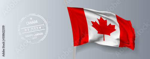 Canada happy independence day greeting card, banner with template text vector illustration