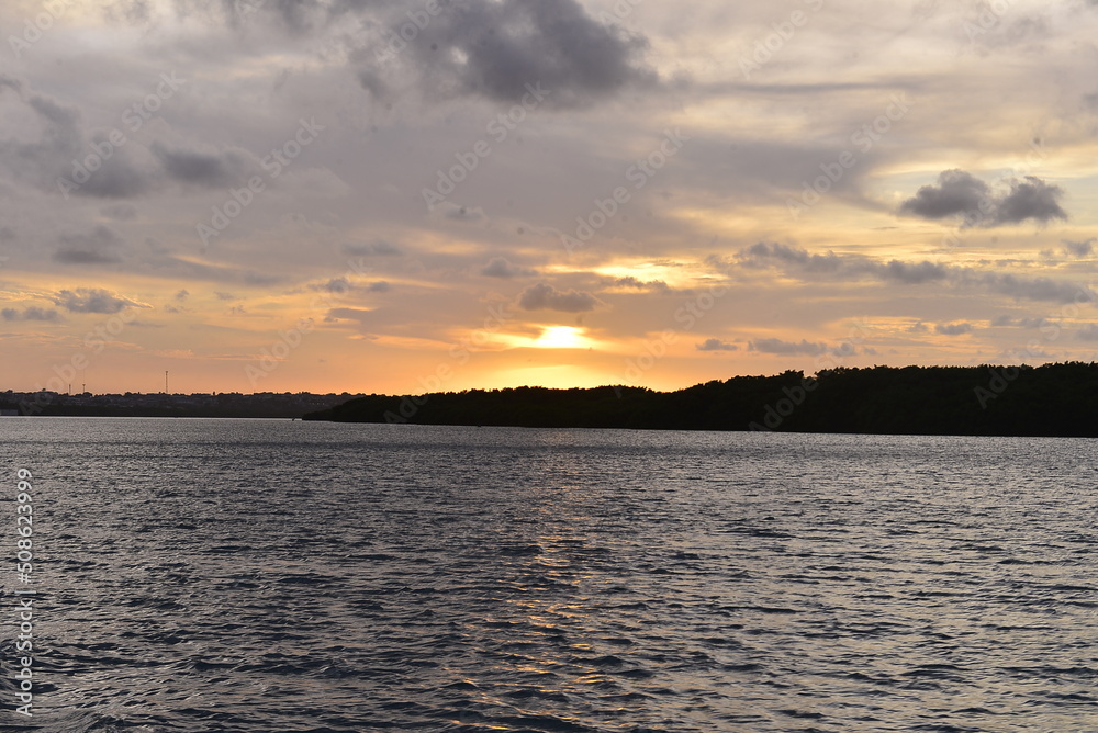 sunset over the Potengi river, Potengi River, Natal, Brazil, sunset in christmas, the most beautiful sunset in brazil, rivers of brazil, world water day, horizon line, natural landscape, photo panel