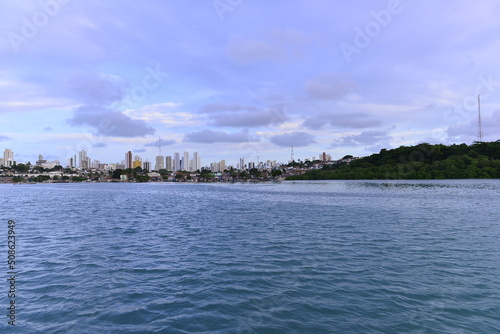 view of the river and the city, Natal, city ​​of the Sun, brazil, buildings seen from afar, Potengi river, natural landscape, horizon line, river meets sea