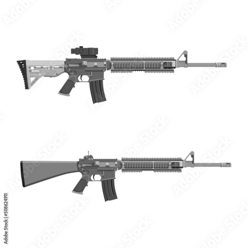 M-16 rifle isolated on white background. Weapon collection