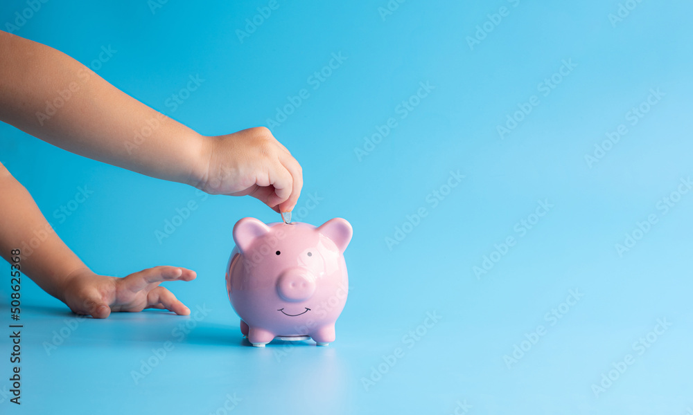piggy bank for creative financial saving and deposit concept with copy space