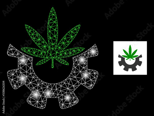 Bright network cannabis industry constellation icon with lightspots. Illuminated vector constellation is created from cannabis industry picture. photo