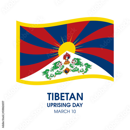 Tibetan Uprising Day vector. Waving flag of tibet icon isolated on a white background. Tibetan flag vector. March 10. Important day