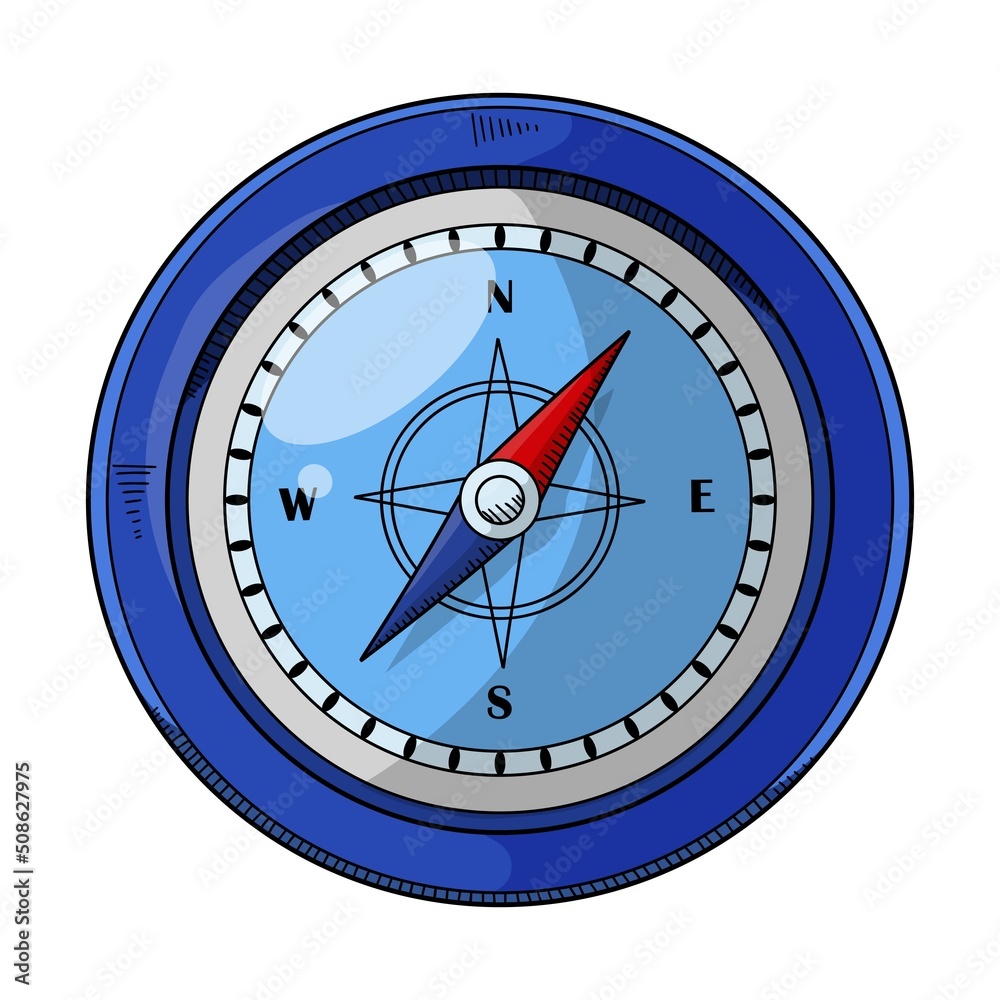 Hand-drawn compass on a white background. Vector illustration. Hand-drawn compass on a white background. Vector illustration.
