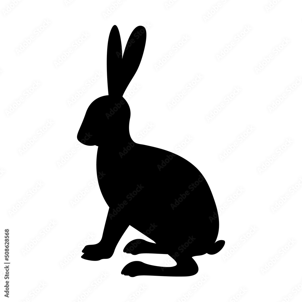 Hare silhouette. Vector black silhouette of a rabbit. Hare silhouette. Vector black silhouette of a rabbit.