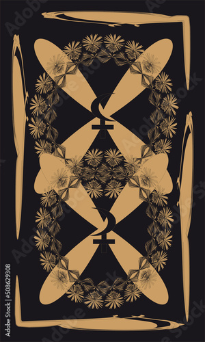 Tarot card back design, back side. Selena and Lilith, astrological symbols
