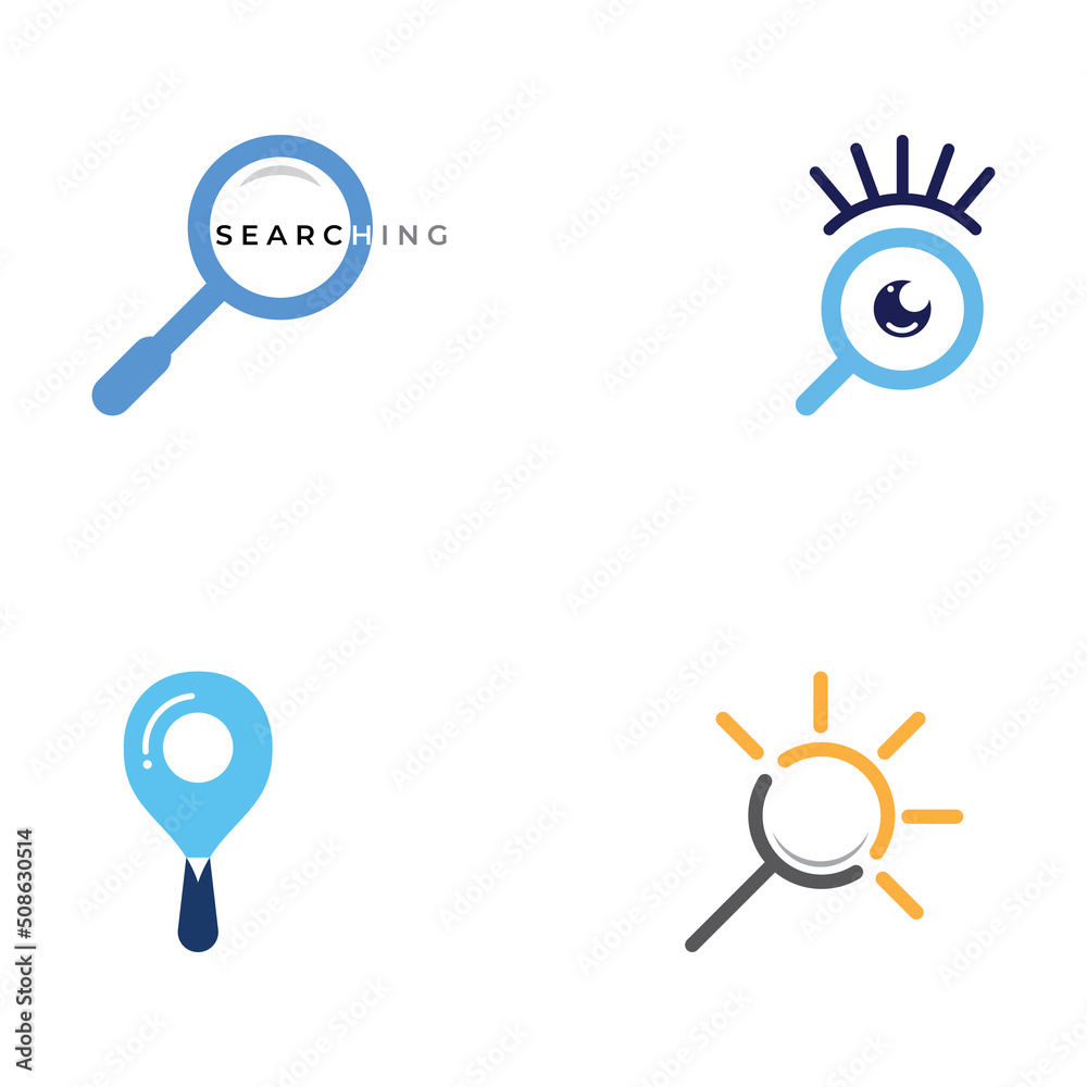 Logo search or discovery, logo search by combination, lab, moon, location, check, wave and sun. Logo with simple illustration editing. Logo search or discovery, logo search by combination, lab, moon, location, check, wave and sun. Logo with simple illustration editing.