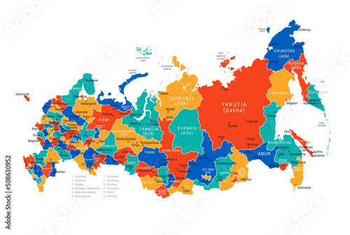 Map of Russia - highly detailed vector illustration
