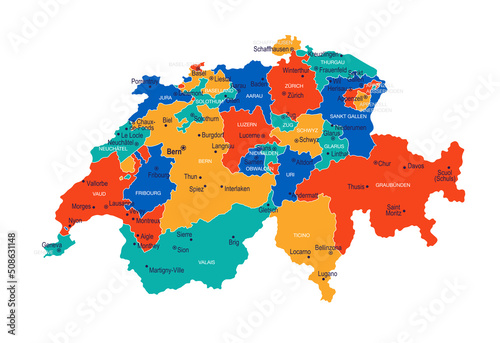 Map of Switzerland - highly detailed vector illustration