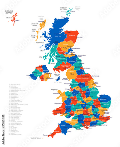 Map of United Kingdom - highly detailed vector illustration
