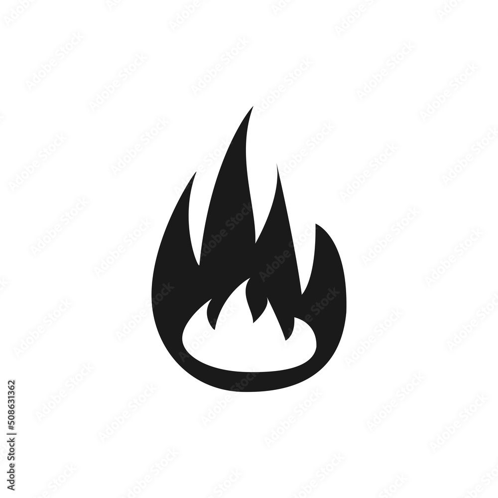 Fire icon. Vector graphic of fire flame, black on a white background. Fire icon. Vector graphic of fire flame, black on a white background.