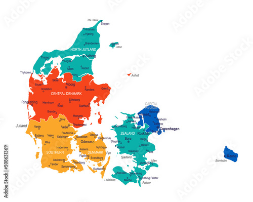Photo Map of Denmark - highly detailed vector illustration