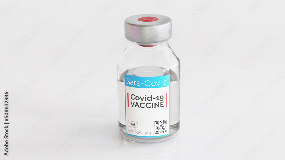 Covid 19 coronavirus vaccine on white background - 3D Rendering Covid 19 coronavirus vaccine on white background - 3D Rendering