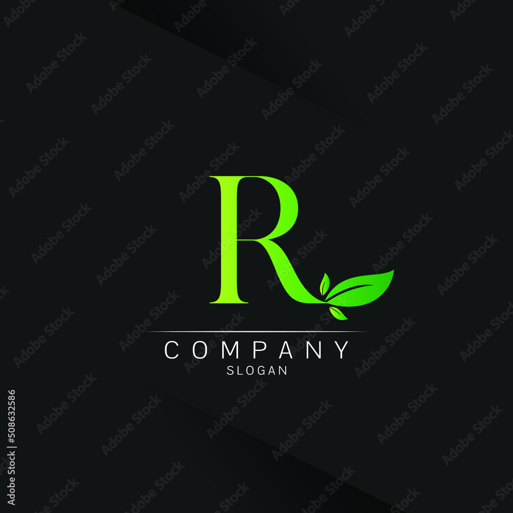 Letter R Green Leaf Logo Design Vector ecology elements for web Spa beauty saloon Letter R Green Leaf Logo Design Vector ecology elements for web Spa beauty saloon
