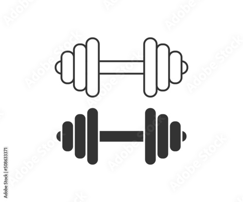 Dumbbell icon. Training tool symbol. Sign weight gym vector.