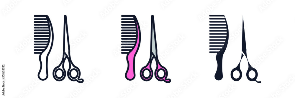 comb and scissors icon symbol template for graphic and web design collection logo vector illustration
