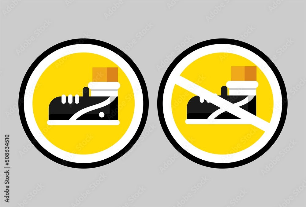 symbol can not wear shoes and can wear shoes. suitable for tourist places, offices and buildings symbol can not wear shoes and can wear shoes. suitable for tourist places, offices and buildings