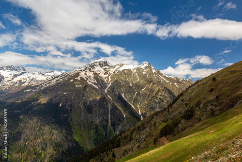 Snowy peaks in Caucasus mountains