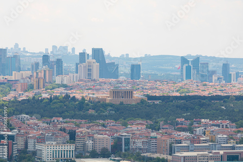 Anitkabir and Ankara View from Ankara Castle. Capital city of Turkey background photo