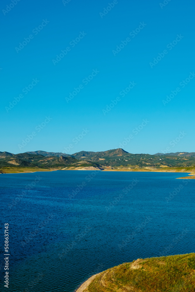 detail of Iznajar reservoir, in Andalusia, Spain