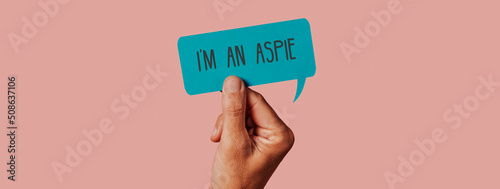 text I am an aspie in a sign, web banner photo